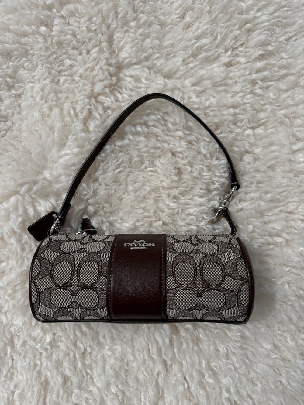 Coach Nolita Barrel Mini Bag in Signature Jacquard Monogram Pattern Like New
